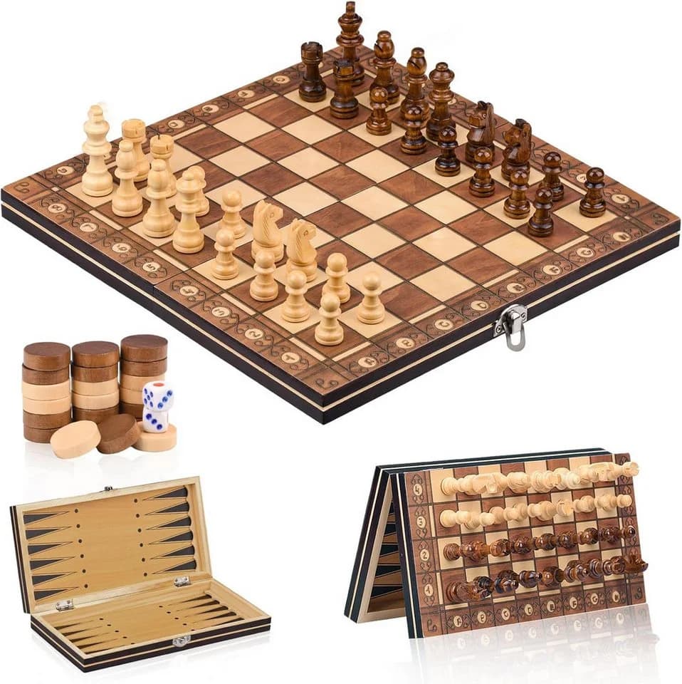Kityhome 3-in-1 Magnetisches Holz-Schachspiel - Bild 2