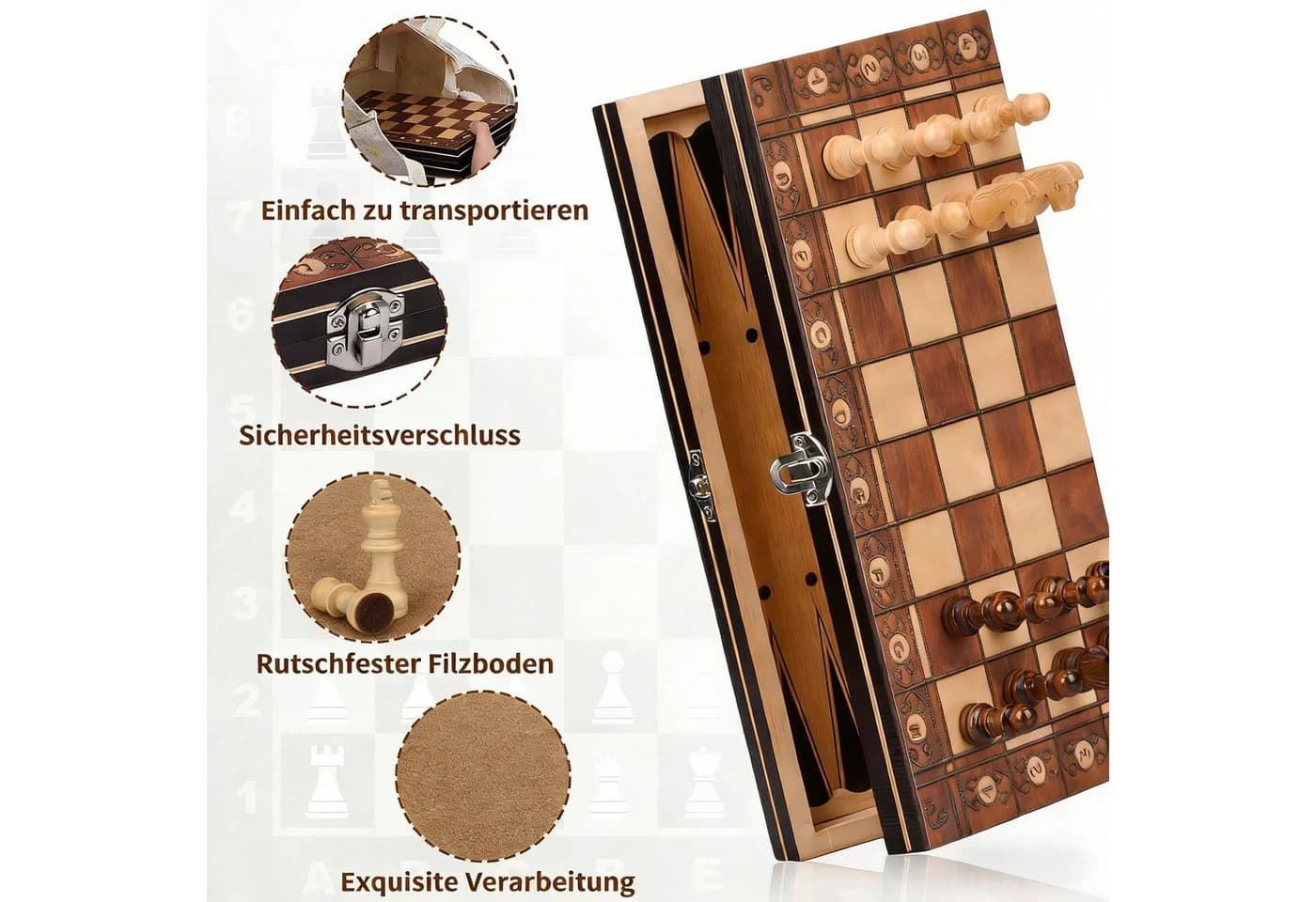 Kityhome 3-in-1 Magnetisches Holz-Schachspiel - Bild 3
