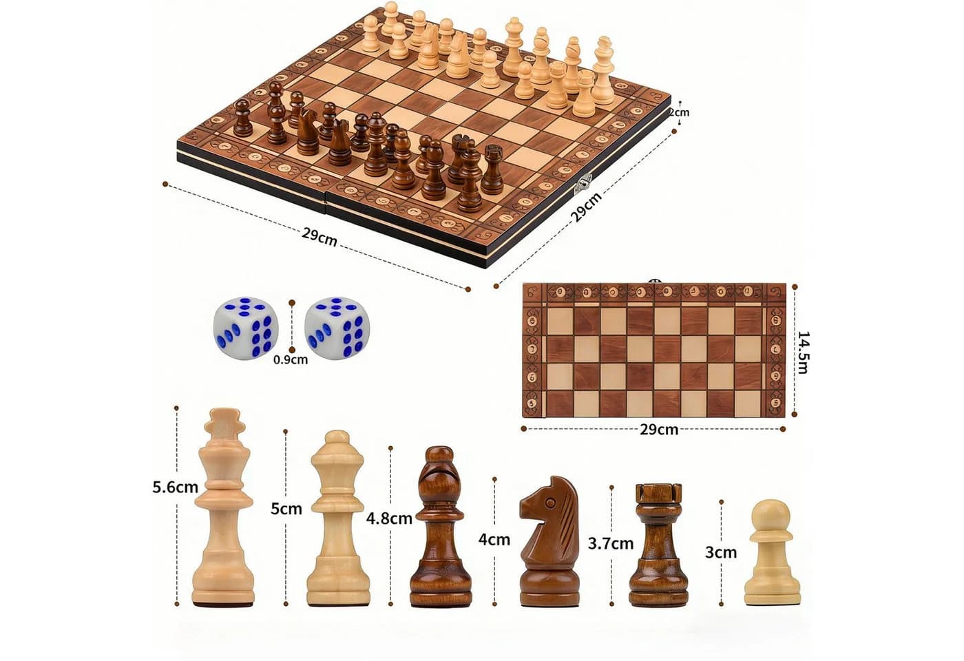 Kityhome 3-in-1 Magnetisches Holz-Schachspiel - Bild 4