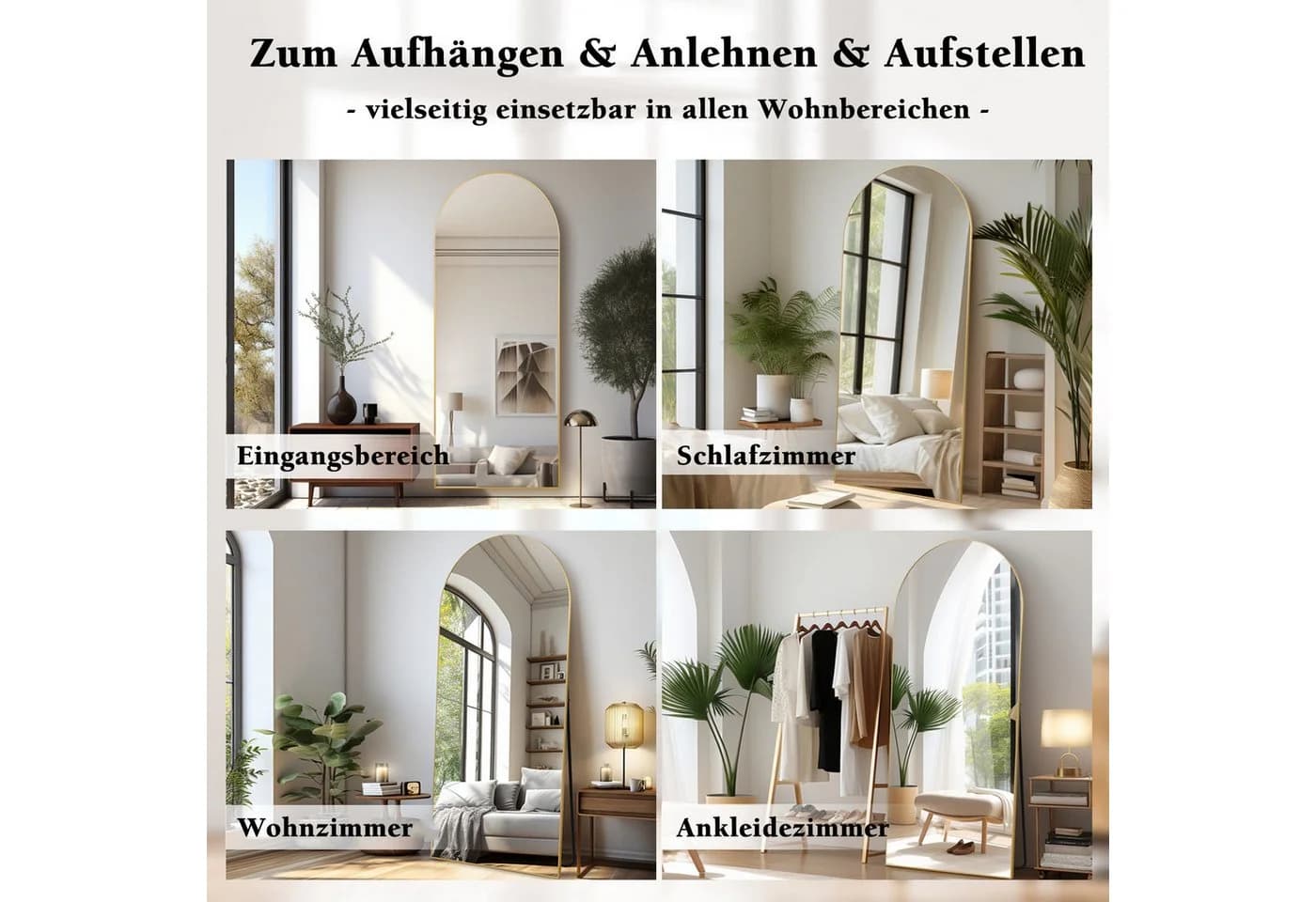 LUNAMIRROR Ganzkörperspiegel Gewölbt Golden Nano-Glas Splitterschutz - Bild 5