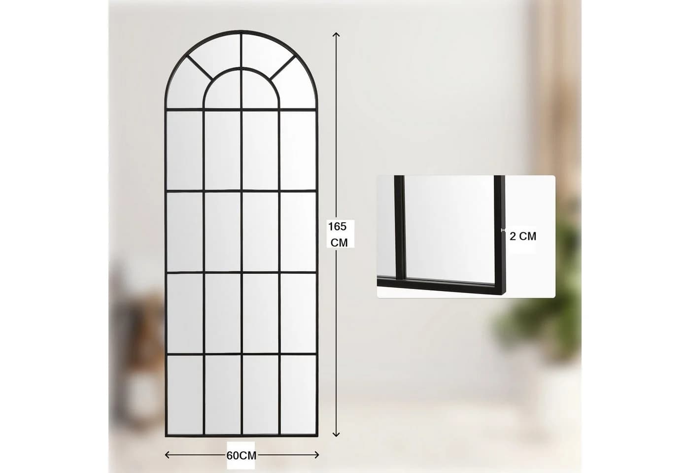 LUNAMIRROR Wandspiegel HD-Spiegel mit schwarzen Metallrahmen und Splitterschutz - Bild 4