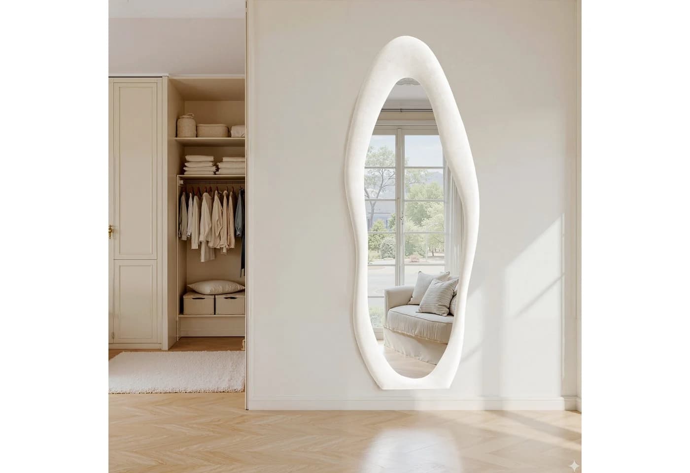 LUNAMIRROR Ganzkörperspiegel Organisch Samt Weiß Beige - Bild 3