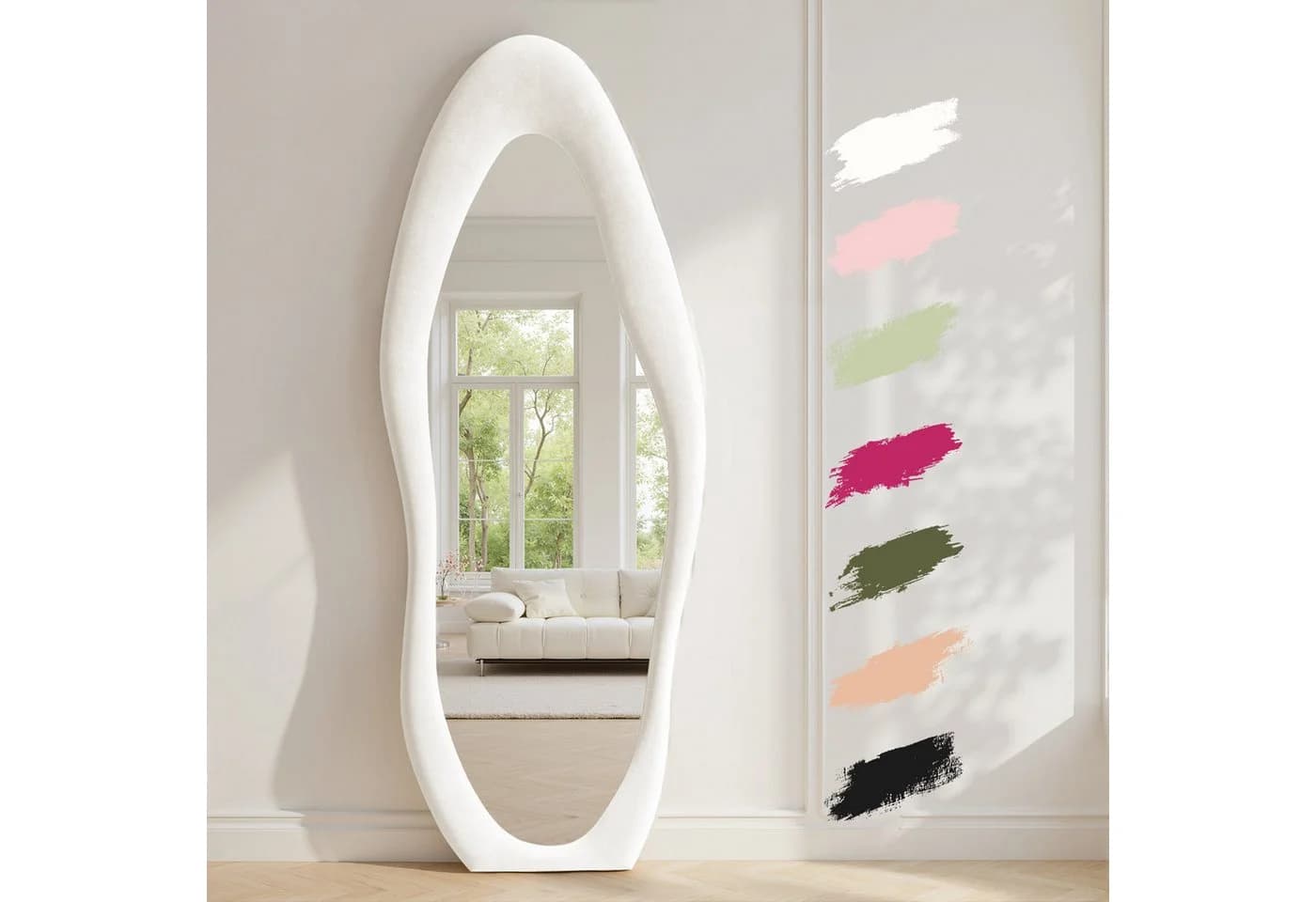 LUNAMIRROR Ganzkörperspiegel Organisch Samt Weiß Beige - Bild 4