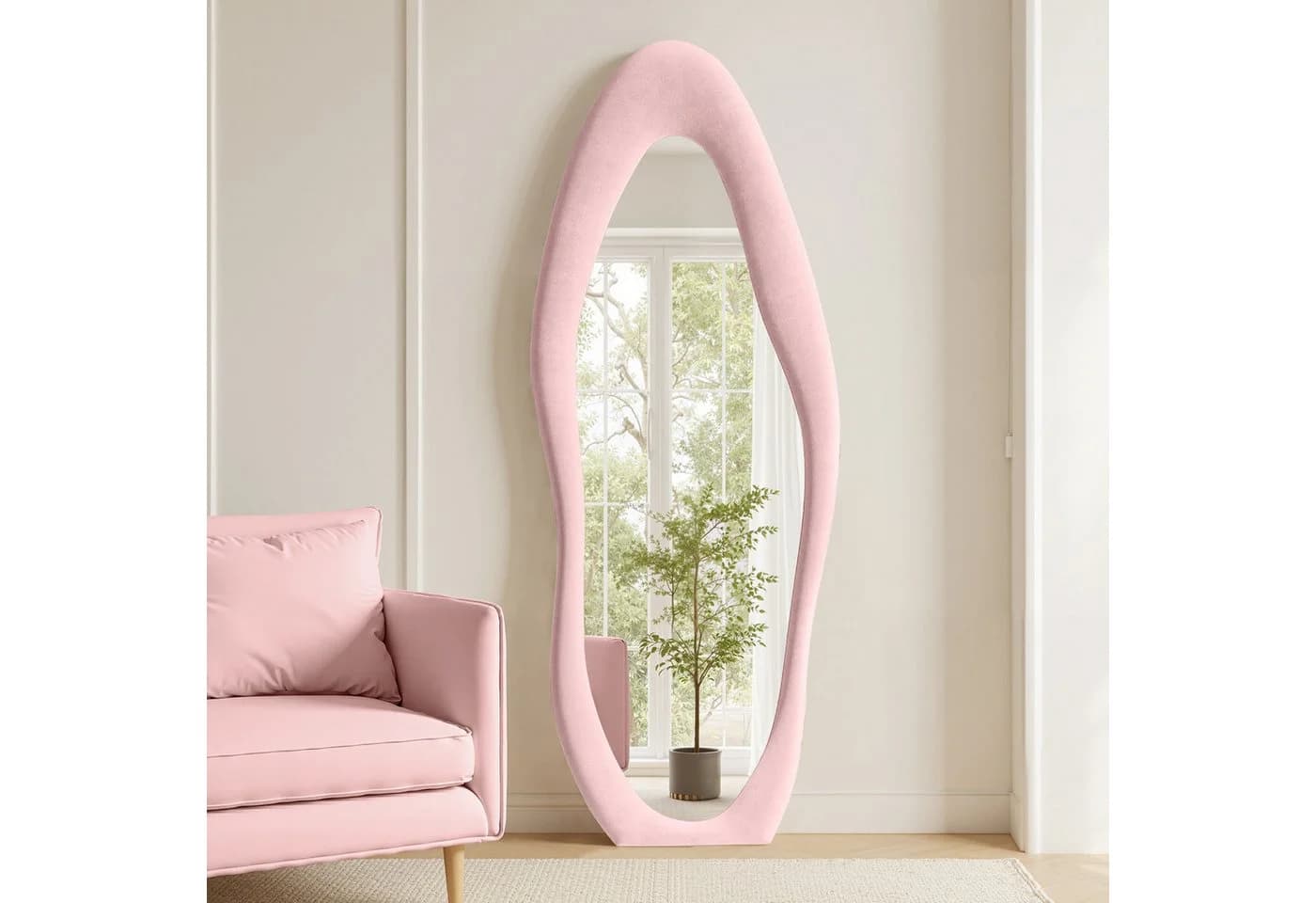 LUNAMIRROR Ganzkörperspiegel Organisch Samt Beige/Rosa - Bild 2