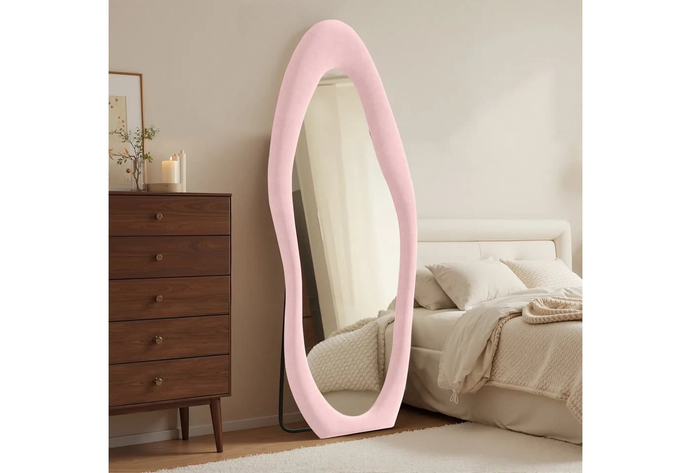 LUNAMIRROR Ganzkörperspiegel Organisch Samt Beige/Rosa - Bild 3