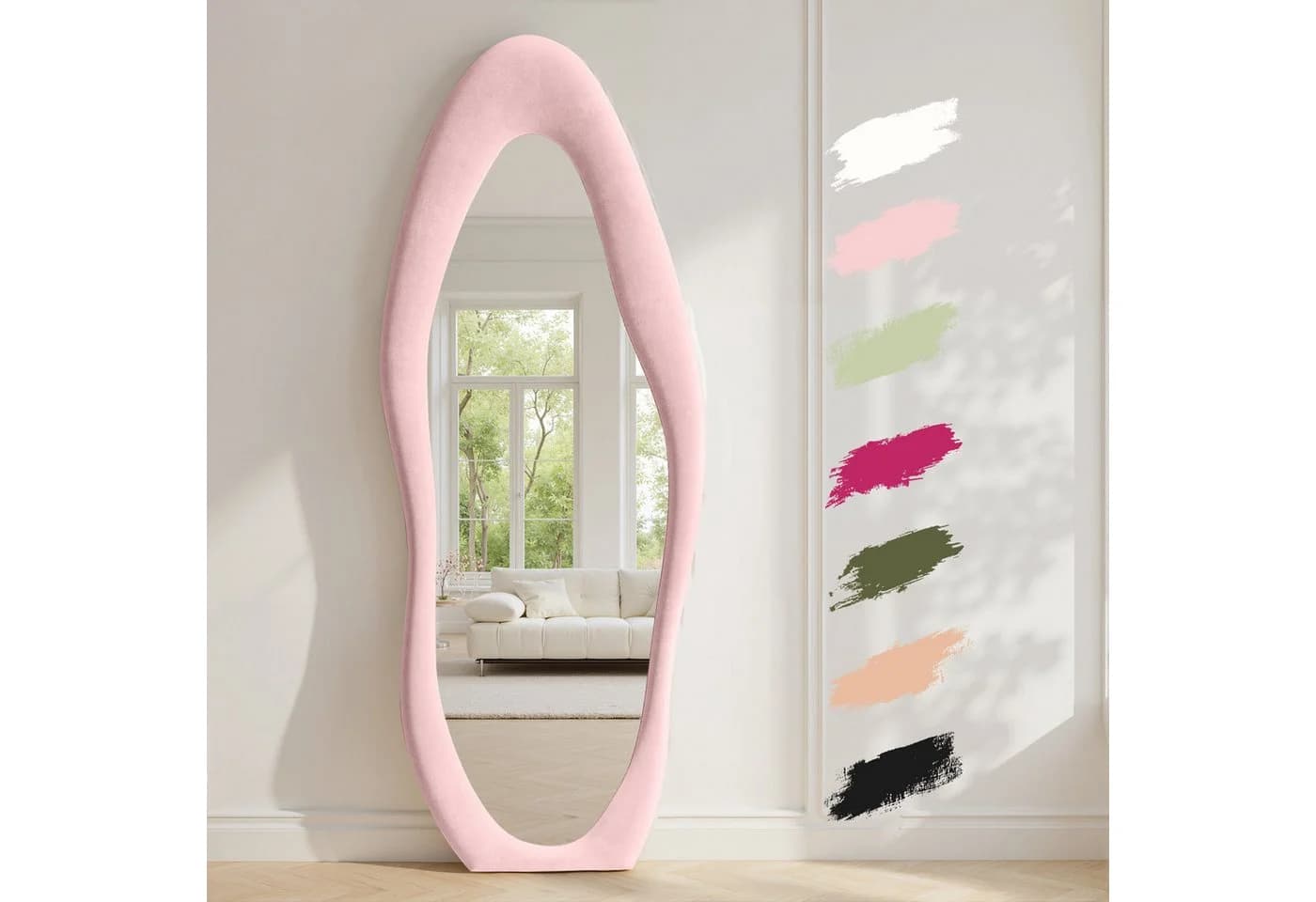 LUNAMIRROR Ganzkörperspiegel Organisch Samt Beige/Rosa - Bild 4