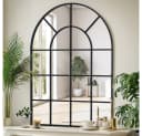 LUNAMIRROR Wandspiegel Bogenform Gitterdesign Metallrahmen Schwarz Bild 1