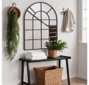 LUNAMIRROR Wandspiegel Bogenform Gitterdesign Metallrahmen Schwarz Bild 5