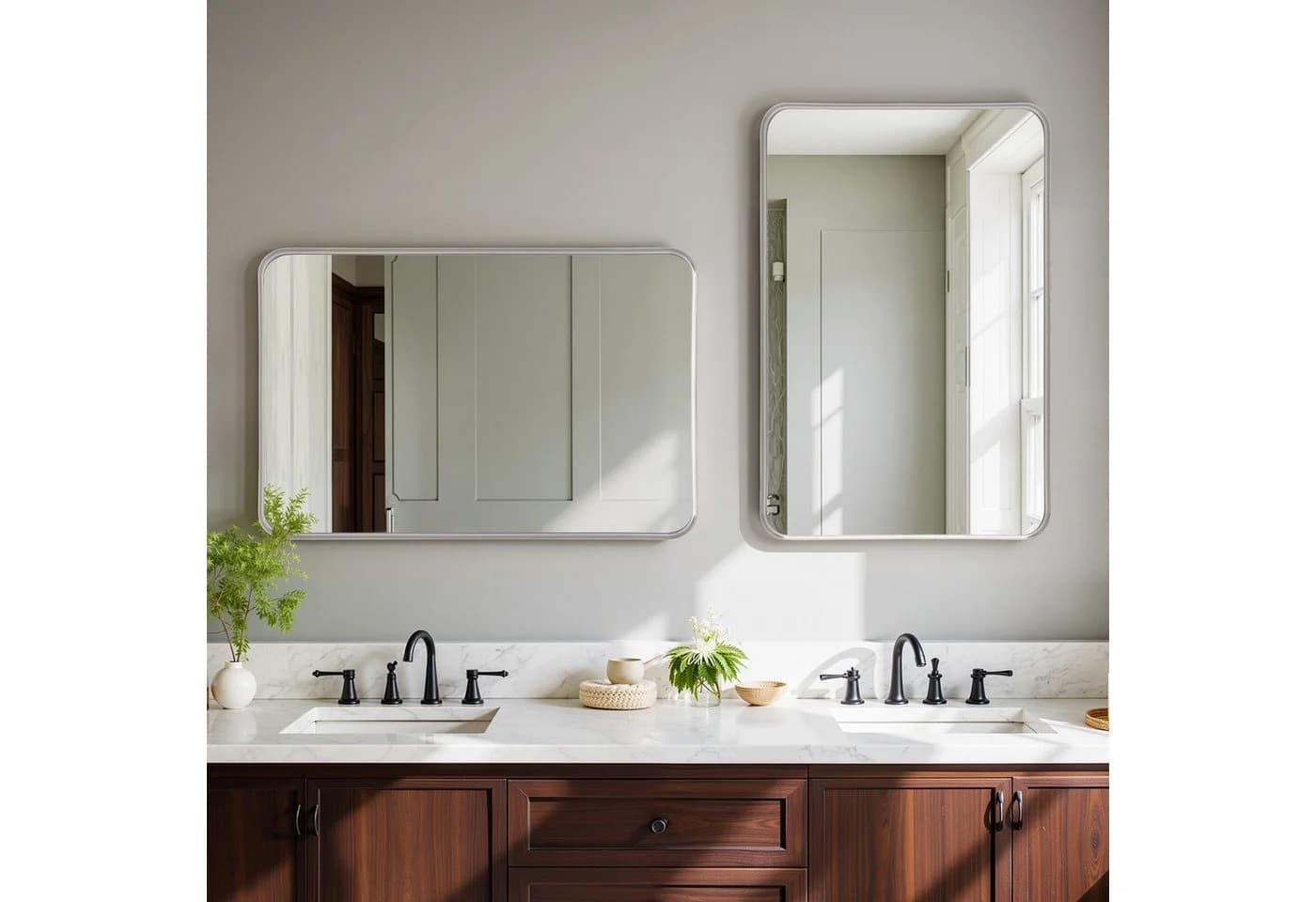 LUNAMIRROR Wandspiegel mit abgerundeten Ecken, Aluminiumrahmen, HD-Spiegelglas - Bild 3