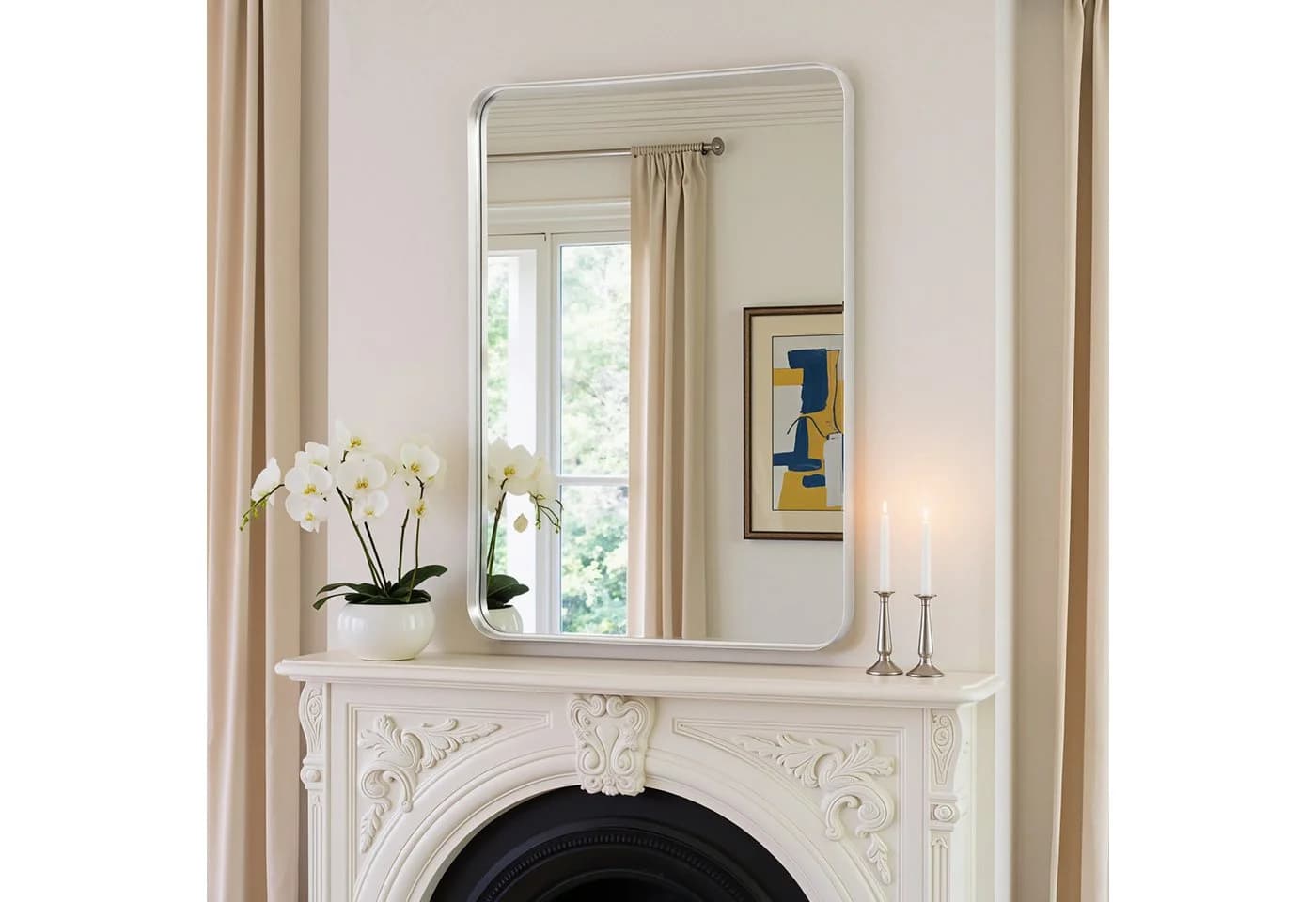 LUNAMIRROR Wandspiegel mit abgerundeten Ecken, Aluminiumrahmen, HD-Spiegelglas - Bild 4