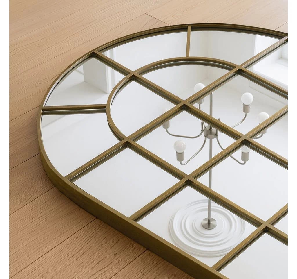 LUNAMIRROR Wandspiegel Bogenform Schwarz Metallrahmen Gitterdesign - Bild 5