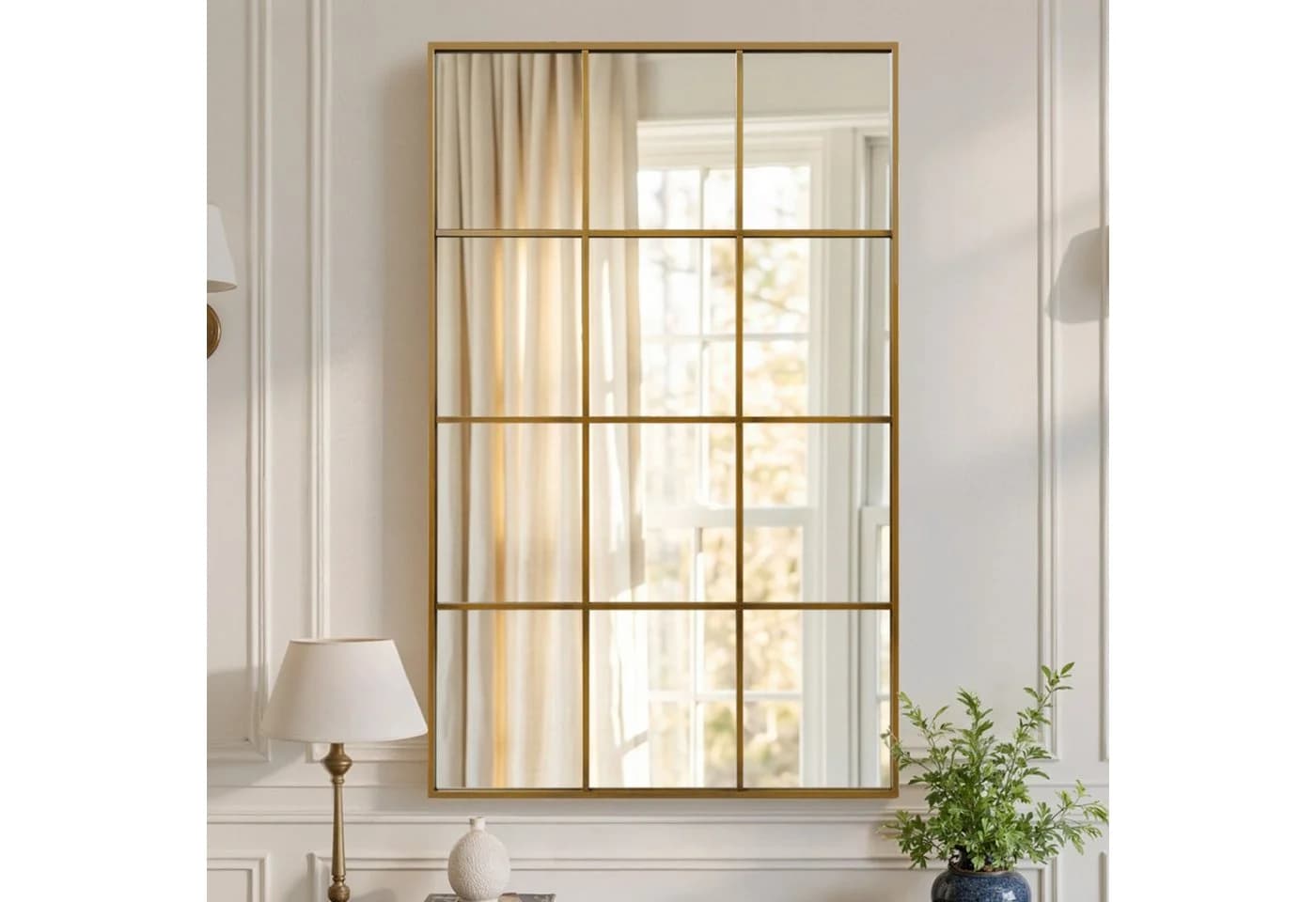 LUNAMIRROR Wandspiegel Rechteckig Schwarz Metallrahmen Gitterdesign