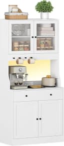 MSMASK Küchenbuffet Küchenschrank Hochschrank mit Schublade und LED Weiß Bild 2