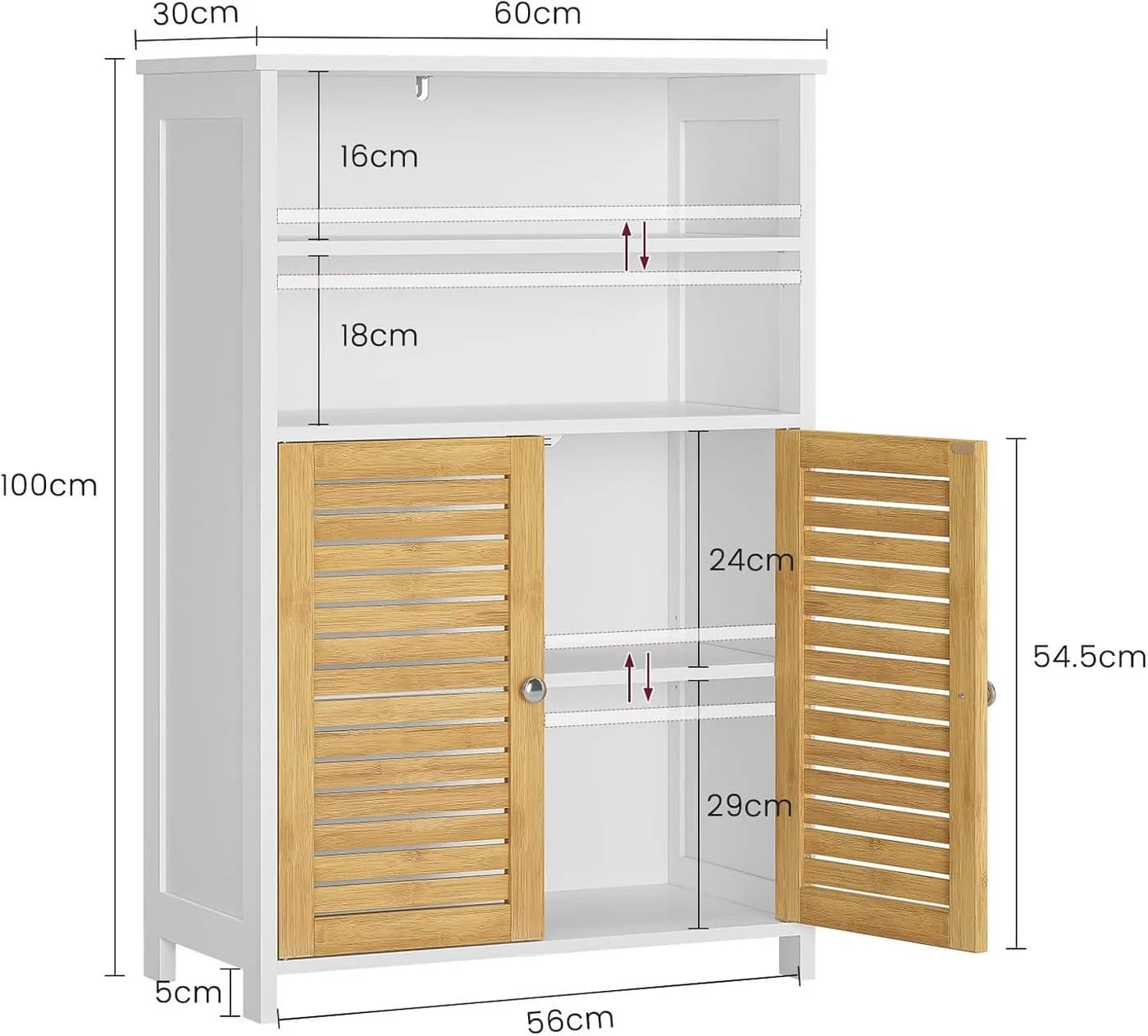 MSMASK Badkommode Badezimmerschrank Weiß 60x30x100 cm