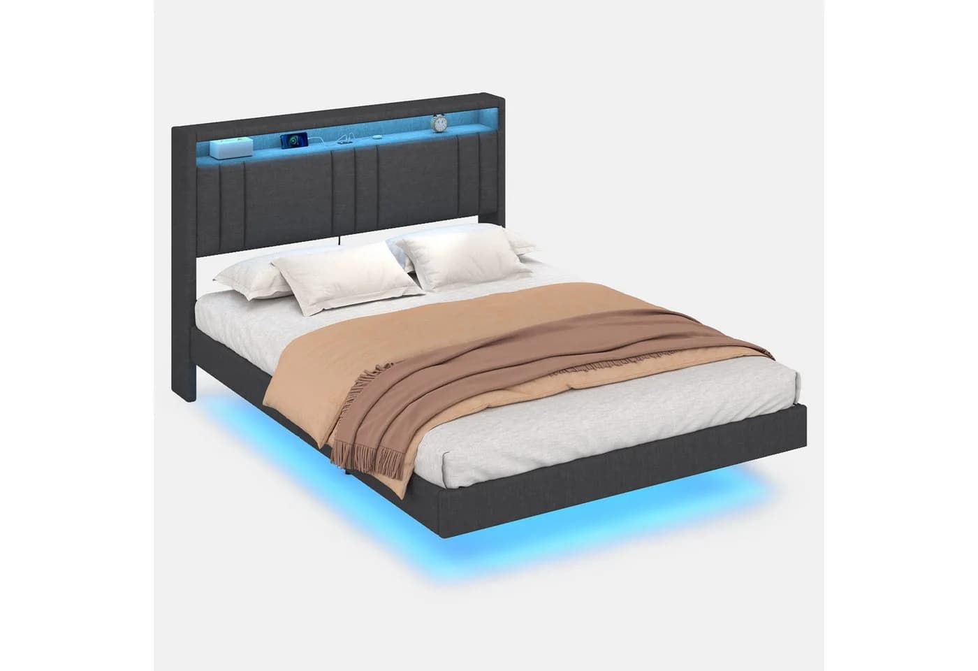 MSMASK Bettgestell 140x190cm LED-Beleuchtung Grau - Bild 2