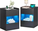 MSMASK Nachttisch LED-Beleuchtung Ladestation 40x35x60cm Schwarz/Weiß Bild 2