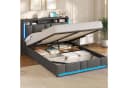 MSMASK Polsterbett 150x215 cm Dunkelgrau mit Stauraum und LED Beleuchtung Bild 1