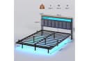 MSMASK Polsterbett mit Ladestation und LED-Beleuchtung, Dunkelgrau, 160x210cm Bild 1