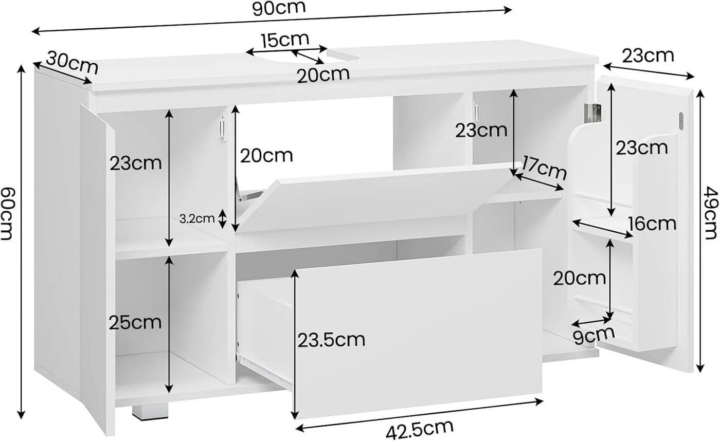 MSMASK Waschbeckenunterschrank mit Schubladen Weiß - Bild 3