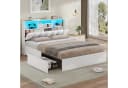 MSMASK Polsterbett Jugendbett 140x200 cm Weiß/Braun mit Ladestation & LED-Beleuchtung Bild 2