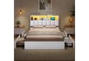 MSMASK Polsterbett Jugendbett 140x200 cm Weiß/Braun mit Ladestation & LED-Beleuchtung Bild 3