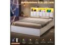 MSMASK Polsterbett Jugendbett 140x200 cm Weiß/Braun mit Ladestation & LED-Beleuchtung Bild 5