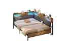 MSMASK Polsterbett Jugendbett LED-Beleuchtung USB-Ladestation 140x200 Bild 2