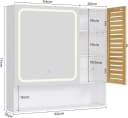 MSMASK Spiegelschrank mit LED-Beleuchtung und Steckdose, Badezimmerschrank mit Bambustür & Verstellbarer Ablage, 80×16×77cm Bild 1