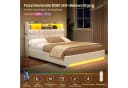 MSMASK Polsterbett Hydraulisches Stauraumbett mit LED-Beleuchtung, 140x200 cm, USB- und Type-C-Anschlüsse, Leinenstoff Bild 4