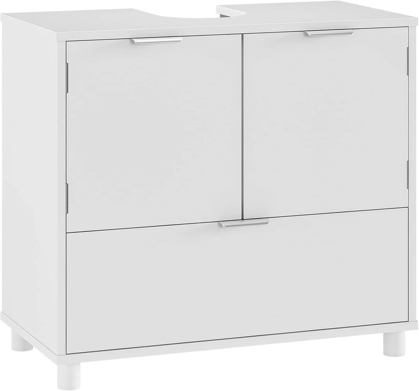 MSMASK Waschbeckenunterschrank Badezimmerschrank 2 Türen 1 Schublade 30 x 60 x 60 cm Weiß - Bild 2