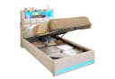 MSMASK Polsterbett Hydraulisches Stauraumbett mit LED-Beleuchtung, 90X200 cm, Jugendbett mit USB- und Type-C-Anschlüsse, Leinenstoff Bild 2