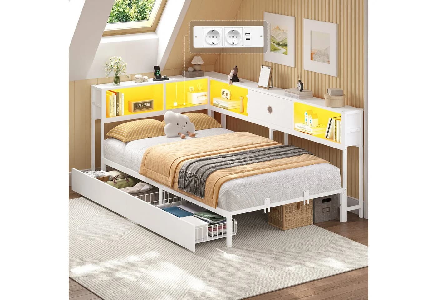 MSMASK Daybett mit LED und Steckdosen Weiß Modern - Bild 5