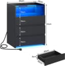 MSMASK Nachttisch mit LED-Beleuchtung und Steckdosen, 3 Schubladen, 45x35x61cm Bild 1
