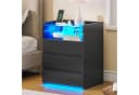 MSMASK Nachttisch mit LED-Beleuchtung und Steckdosen, 3 Schubladen, 45x35x61cm Bild 3