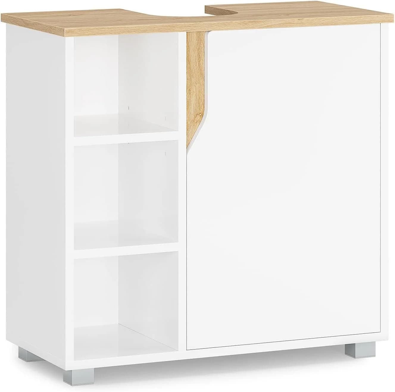 MSMASK Waschbeckenunterschrank Badezimmerschrank 3 Fächer Weiß - Bild 2