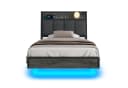 KIMENICH Polsterbett Grau USB-Ladefunktion LED-Beleuchtung 90x200cm Bild 2