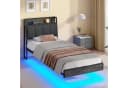 KIMENICH Polsterbett Grau USB-Ladefunktion LED-Beleuchtung 90x200cm Bild 4