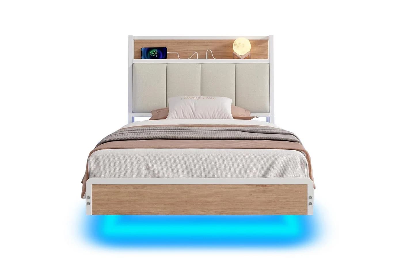 KIMENICH Polsterbett mit USB-Ladefunktion und LED-Beleuchtung, Modern, 90x200cm - Bild 2