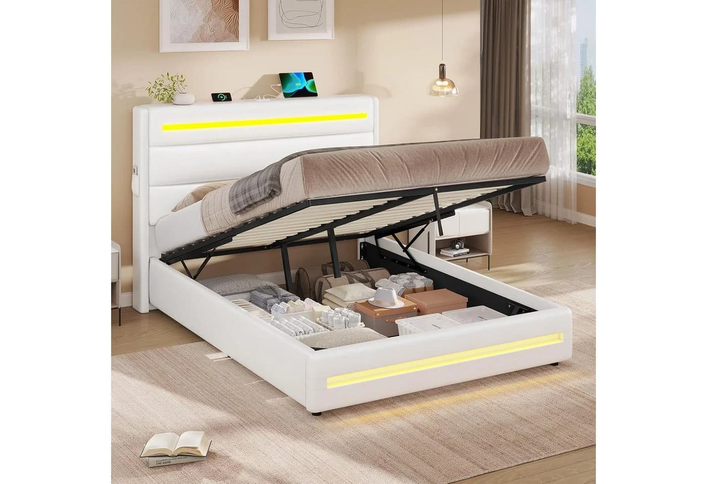 KIMENICH Polsterbett Doppelbett Hydraulisches Bett mit Stauraum und Lattenrost - Bild 3