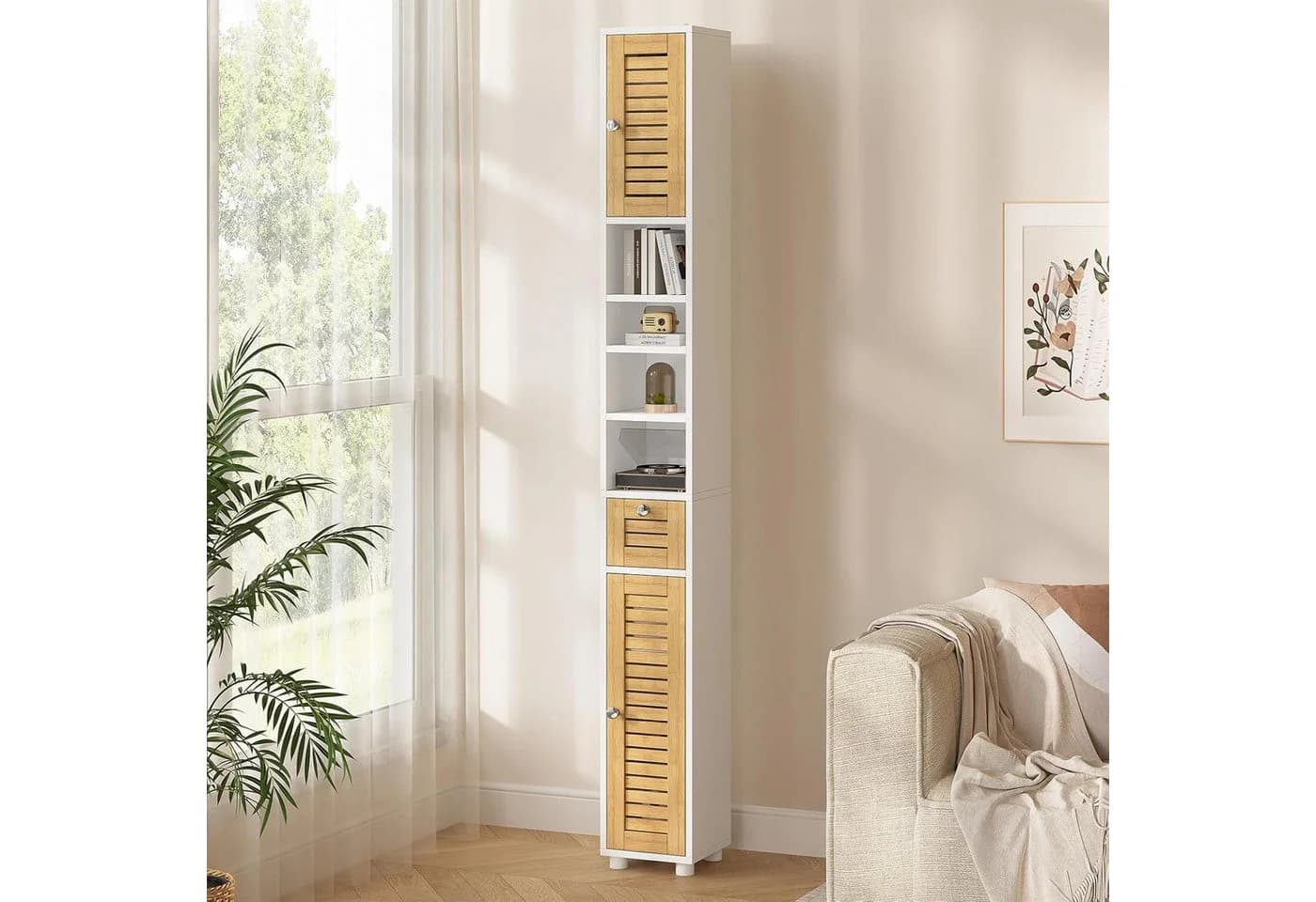 MSMASK Hochschrank Badezimmerschrank 22x20x180 cm Holzfarben - Bild 5