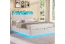 MSMASK Polsterbett Beige mit LED Licht und Stauraum Bild 4