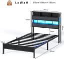 MSMASK Metallbett mit LED Beleuchtung & Ladestation, Kinderbett Jugendbett 90x200cm Bild 1