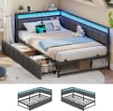 MSMASK Polsterbett mit LED-Beleuchtung und USB-Steckdosen Grau Bild 3