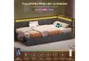 MSMASK Polsterbett mit LED-Beleuchtung und USB-Steckdosen Grau Bild 4