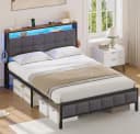 MSMASK Polsterbett mit Ladestation und LED-Beleuchtung Grau 140x200cm Bild 4