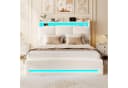 MSMASK Polsterbett mit Steckdosen und LED-Beleuchtung, Doppelbett mit Stauraum Kopfteil Bild 4