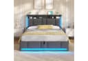 MSMASK Polsterbett Hydraulisch Stauraumbett LED Beleuchtung USB-Anschlüsse 140x200cm Bild 5