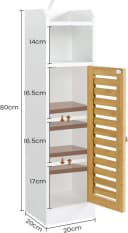 MSMASK Badregal Badezimmerschrank, Toilettenschrank, Beistellschrank 20x20x80 cm, 1-tlg., mit 2 offenen Fächern & Verstellbare Ablagen Bild 1