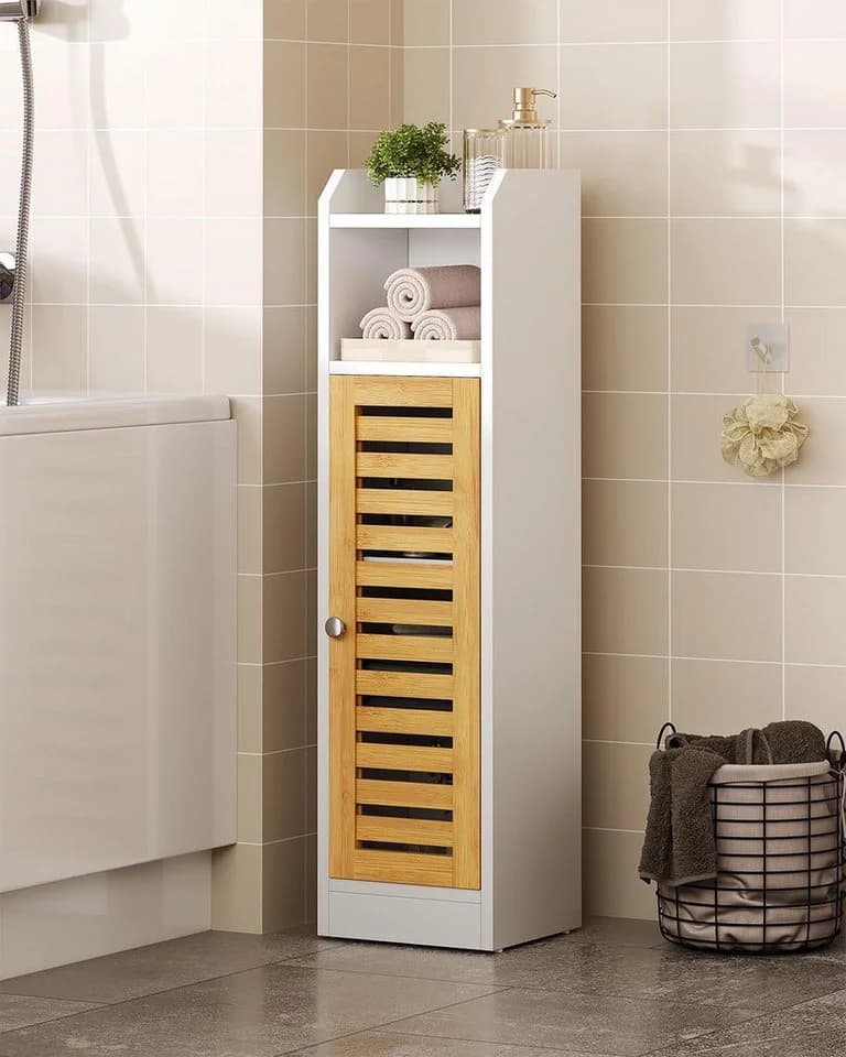 MSMASK Badregal Badezimmerschrank, Toilettenschrank, Beistellschrank 20x20x80 cm, 1-tlg., mit 2 offenen Fächern & Verstellbare Ablagen - Bild 3