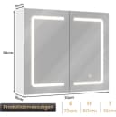 MSMASK Badezimmerspiegelschrank mit LED-Beleuchtung & Steckdose, 3 dimmbare Farbtemperaturen, Weiß Bild 1